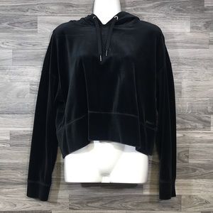 Calvin Klein Black Velvet Cropped Hoodie